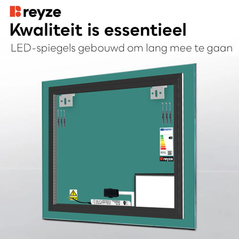 LED Spiegel Vierkant | met Touch-Knop | Warm Wit Licht - Reyze Serie Motivated Model 6