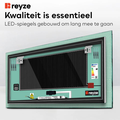 LED Spiegel Rechthoekig | met Touch-Knoppen | en Anti-Condens Functie | Koud wit licht - Reyze Serie Official Model 2