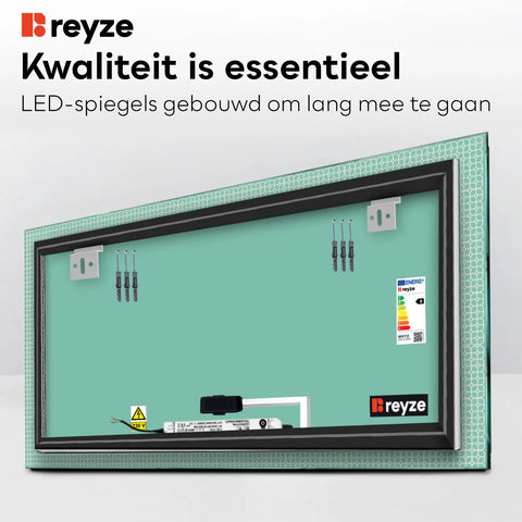 LED Spiegel Rechthoekig | met Touch-Knop | Neutraal wit licht - Reyze Serie Official Model 2