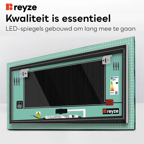 LED Spiegel Rechthoekig | met Touch-Knoppen | en Anti-Condens Functie | Koud wit licht - Reyze Serie Official Model 4