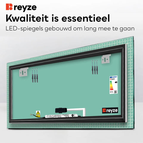 LED Spiegel Rechthoekig | met Touch-Knop | Warm Wit Licht - Reyze Serie Official Model 4