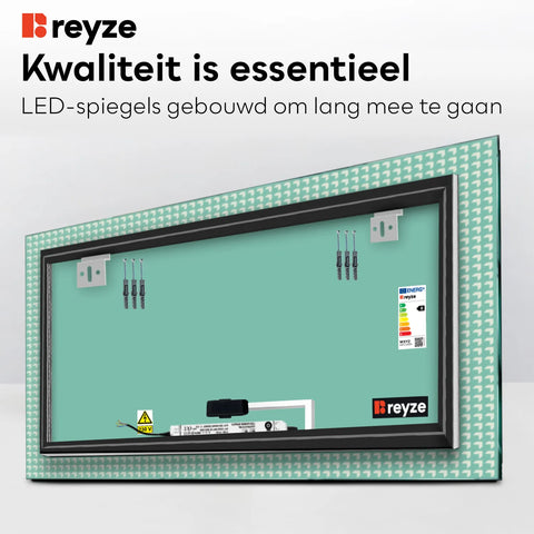 LED Spiegel Rechthoekig | met Touch-Knop | Neutraal wit licht - Reyze Serie Official Model 6