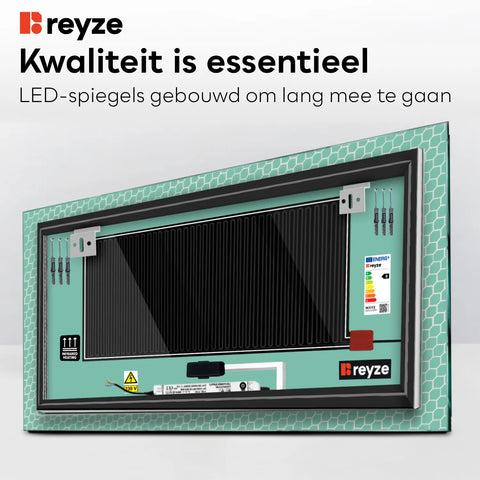 LED Spiegel Rechthoekig | met Touch-Knoppen | en Anti-Condens Functie | Warm Wit Licht - Reyze Serie Official Model 7