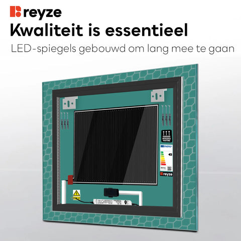 LED Spiegel Vierkant | met Touch-Knoppen | en Anti-Condens Functie | Warm Wit Licht - Reyze Serie Official Model 7