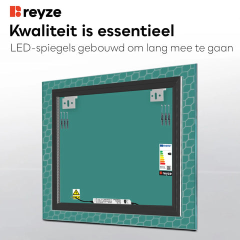 LED Spiegel Vierkant | Zonder Touchknoppen | Warm Wit Licht - Reyze Serie Official Model 7