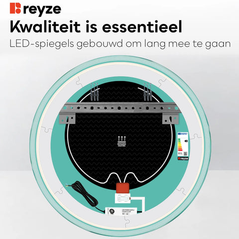 LED Spiegel Rond | met Touch-Knoppen | en Anti-Condens Functie | Instelbare lichttemperatuur - Reyze Serie Edge Model 1