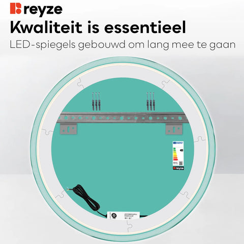 LED Spiegel Rond | Zonder Touchknoppen | Neutraal wit licht - Reyze Serie Edge Model 1