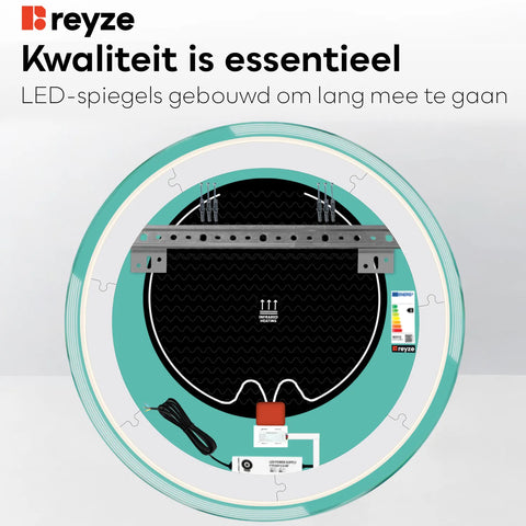 LED Spiegel Rond | met Touch-Knoppen | en Anti-Condens Functie | Warm Wit Licht - Reyze Serie Edge Model 2