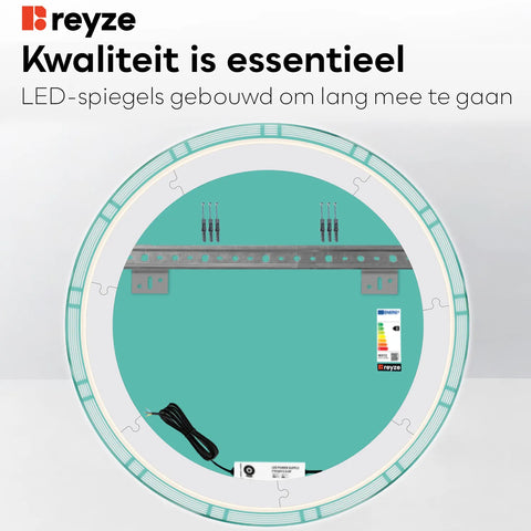 LED Spiegel Rond | Zonder Touchknoppen | Koud wit licht - Reyze Serie Edge Model 3