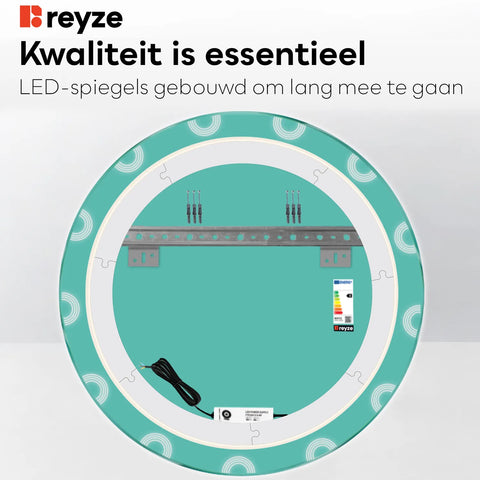 LED Spiegel Rond | Zonder Touchknoppen | Warm Wit Licht - Reyze Serie Edge Model 4