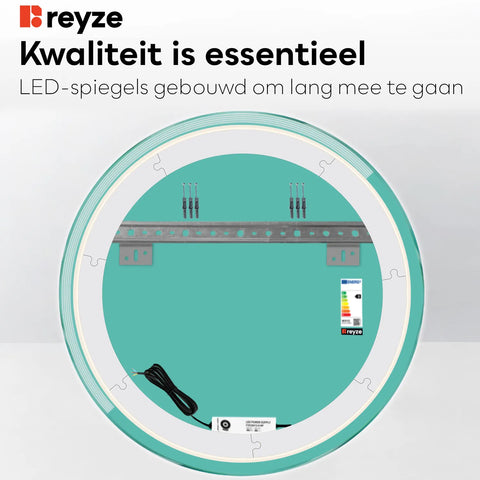 LED Spiegel Rond | Zonder Touchknoppen | Warm Wit Licht - Reyze Serie Edge Model 5