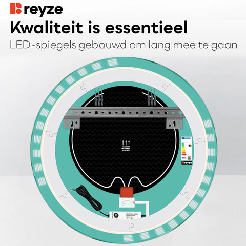 LED Spiegel Rond | met Touch-Knoppen | en Anti-Condens Functie | Instelbare lichttemperatuur - Reyze Serie Edge Model 6