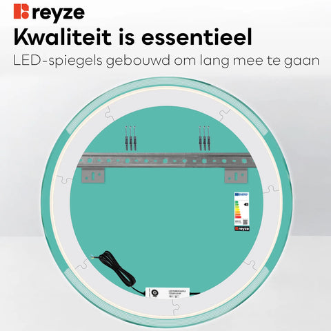 LED Spiegel Rond | Zonder Touchknoppen | Koud wit licht - Reyze Serie Edge Model 8