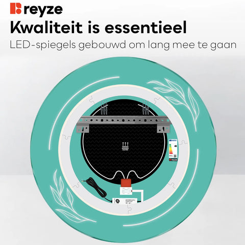 LED Spiegel Rond | met Touch-Knoppen | en Anti-Condens Functie | Koud wit licht - Reyze Serie Good Vibes Model 1