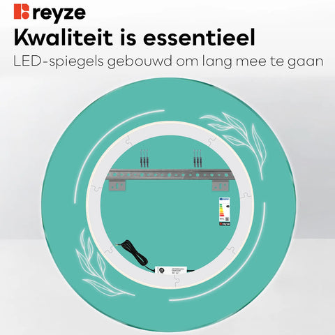 LED Spiegel Rond | Zonder Touchknoppen | Neutraal wit licht - Reyze Serie Good Vibes Model 1