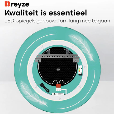 LED Spiegel Rond | met Touch-Knoppen | en Anti-Condens Functie | Instelbare lichttemperatuur - Reyze Serie Good Vibes Model 2