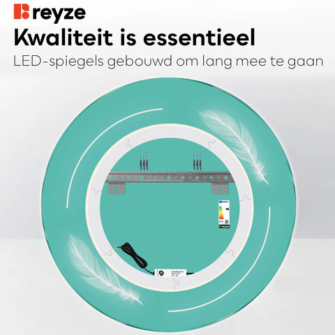 LED Spiegel Rond | Zonder Touchknoppen | Neutraal wit licht - Reyze Serie Good Vibes Model 2