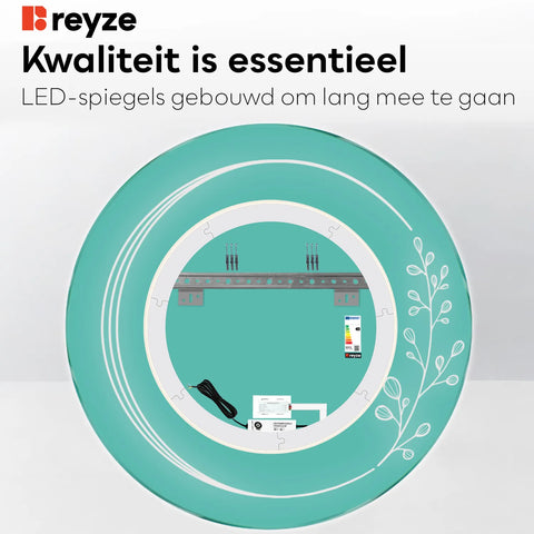 LED Spiegel Rond | met Touch-Knop | Koud wit licht - Reyze Serie Good Vibes Model 3