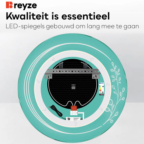 LED Spiegel Rond | met Touch-Knoppen | en Anti-Condens Functie | Koud wit licht - Reyze Serie Good Vibes Model 3