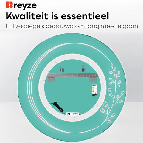 LED Spiegel Rond | Zonder Touchknoppen | Neutraal wit licht - Reyze Serie Good Vibes Model 3