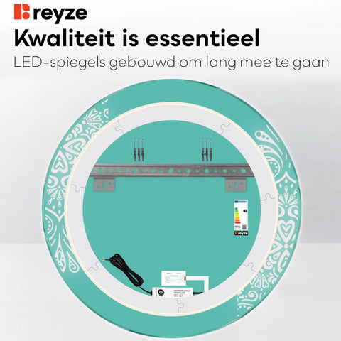 LED Spiegel Rond | met Touch-Knop | Koud wit licht - Reyze Serie Good Vibes Model 4