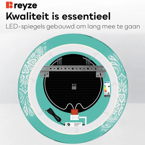 LED Spiegel Rond | met Touch-Knoppen | en Anti-Condens Functie | Warm Wit Licht - Reyze Serie Good Vibes Model 4