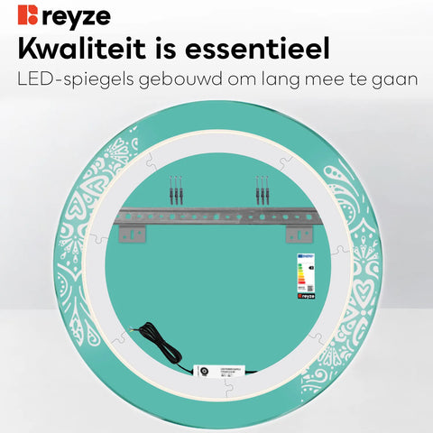 LED Spiegel Rond | Zonder Touchknoppen | Neutraal wit licht - Reyze Serie Good Vibes Model 4