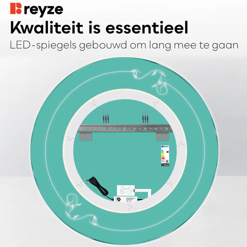 LED Spiegel Rond | met Touch-Knop | Koud wit licht - Reyze Serie Good Vibes Model 5