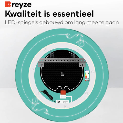 LED Spiegel Rond | met Touch-Knoppen | en Anti-Condens Functie | Warm Wit Licht - Reyze Serie Good Vibes Model 5