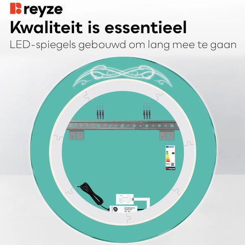 LED Spiegel Rond | met Touch-Knop | Koud wit licht - Reyze Serie Good Vibes Model 6