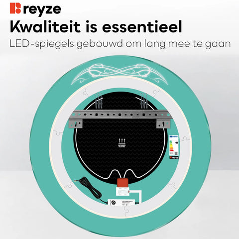 LED Spiegel Rond | met Touch-Knoppen | en Anti-Condens Functie | Instelbare lichttemperatuur - Reyze Serie Good Vibes Model 6