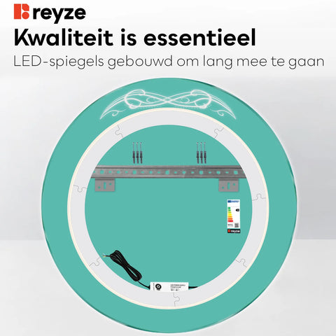 LED Spiegel Rond | Zonder Touchknoppen | Neutraal wit licht - Reyze Serie Good Vibes Model 6