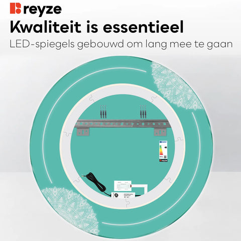 LED Spiegel Rond | met Touch-Knop | Neutraal wit licht - Reyze Serie Good Vibes Model 7
