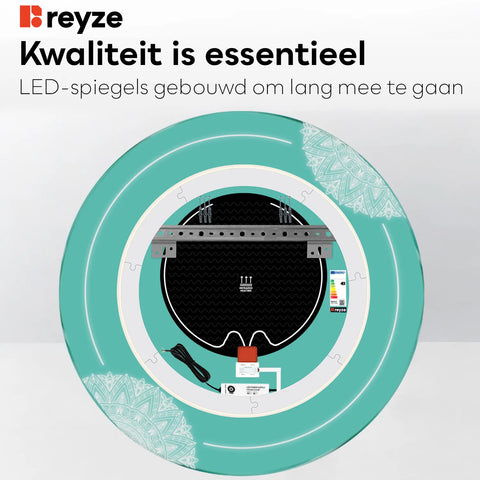 LED Spiegel Rond | met Touch-Knoppen | en Anti-Condens Functie | Instelbare lichttemperatuur - Reyze Serie Good Vibes Model 7