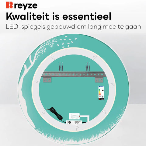 LED Spiegel Rond | met Touch-Knop | Warm Wit Licht - Reyze Serie Good Vibes Model 8