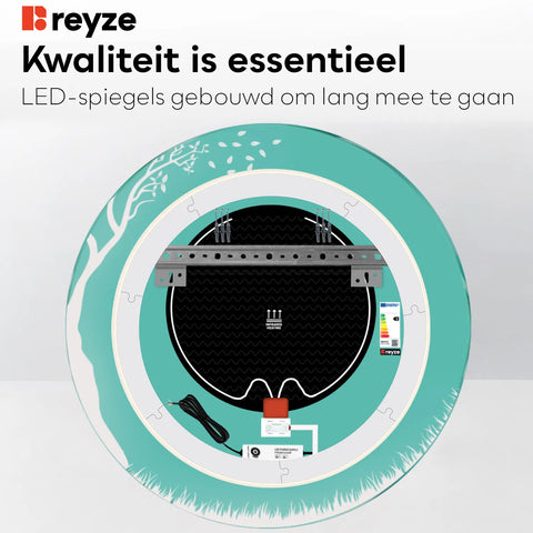 LED Spiegel Rond | met Touch-Knoppen | en Anti-Condens Functie | Neutraal wit licht - Reyze Serie Good Vibes Model 8