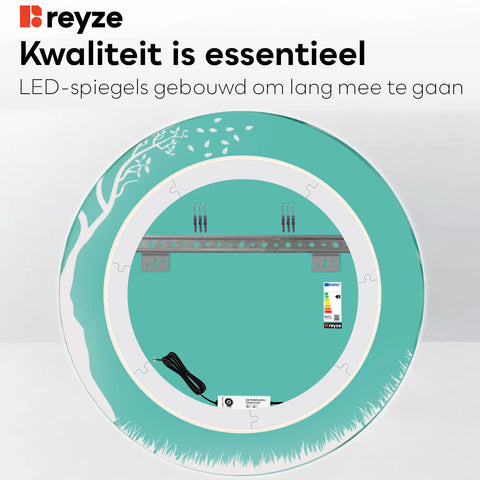 LED Spiegel Rond | Zonder Touchknoppen | Warm Wit Licht - Reyze Serie Good Vibes Model 8