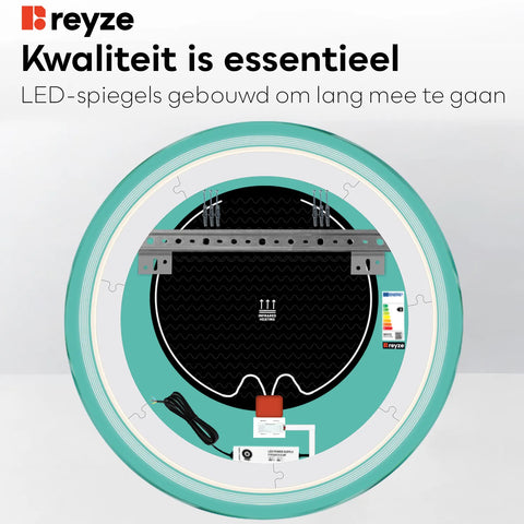 LED Spiegel Rond | met Touch-Knoppen | en Anti-Condens Functie | Neutraal wit licht - Reyze Serie Minimal Model 1