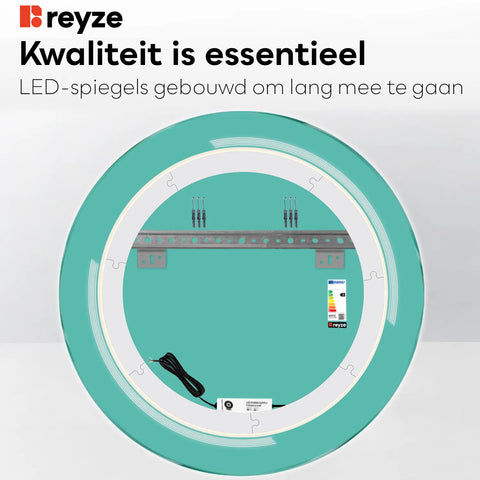 LED Spiegel Rond | Zonder Touchknoppen | Neutraal wit licht - Reyze Serie Minimal Model 2