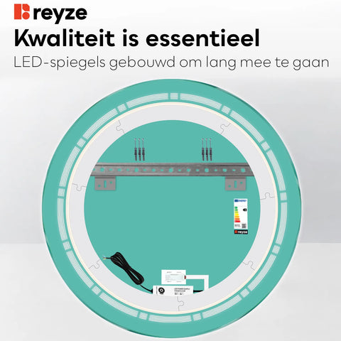 LED Spiegel Rond | met Touch-Knop | Warm Wit Licht - Reyze Serie Minimal Model 3