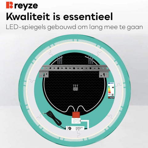 LED Spiegel Rond | met Touch-Knoppen | en Anti-Condens Functie | Koud wit licht - Reyze Serie Minimal Model 3