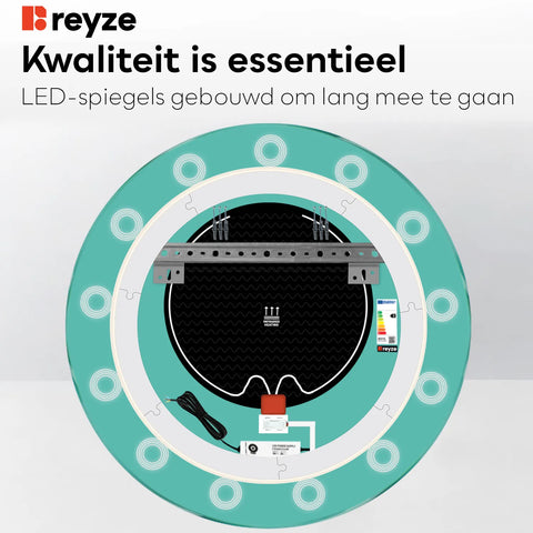 LED Spiegel Rond | met Touch-Knoppen | en Anti-Condens Functie | Instelbare lichttemperatuur - Reyze Serie Minimal Model 4