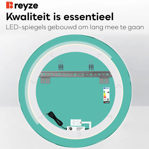 LED Spiegel Rond | met Touch-Knop | Warm Wit Licht - Reyze Serie Minimal Model 5