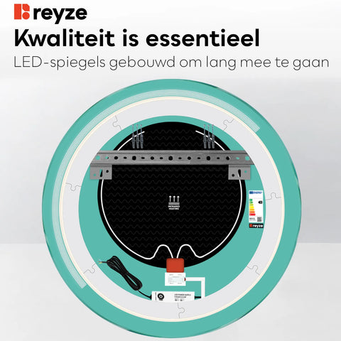 LED Spiegel Rond | met Touch-Knoppen | en Anti-Condens Functie | Warm Wit Licht - Reyze Serie Minimal Model 5