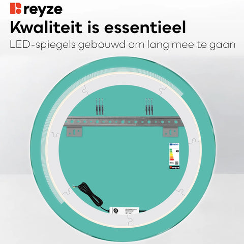 LED Spiegel Rond | Zonder Touchknoppen | Warm Wit Licht - Reyze Serie Minimal Model 5