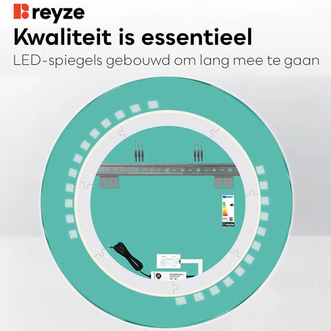 LED Spiegel Rond | met Touch-Knop | Warm Wit Licht - Reyze Serie Minimal Model 6