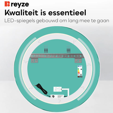 LED Spiegel Rond | met Touch-Knop | Warm Wit Licht - Reyze Serie Minimal Model 7