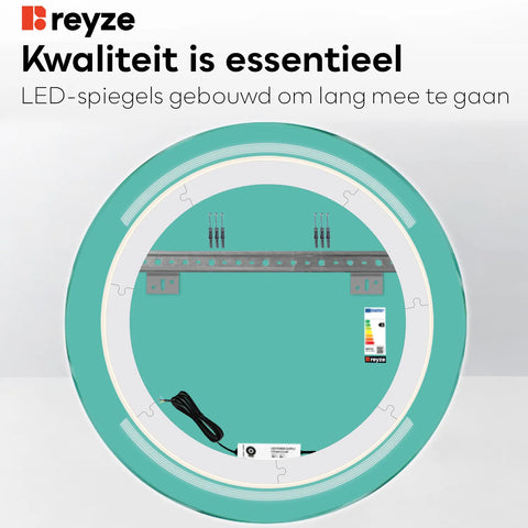 LED Spiegel Rond | Zonder Touchknoppen | Neutraal wit licht - Reyze Serie Minimal Model 8