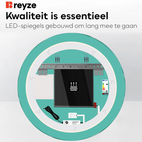 LED Spiegel Rond | met Touch-Knoppen | en Anti-Condens Functie | Neutraal wit licht - Reyze Serie Motivated Model 1