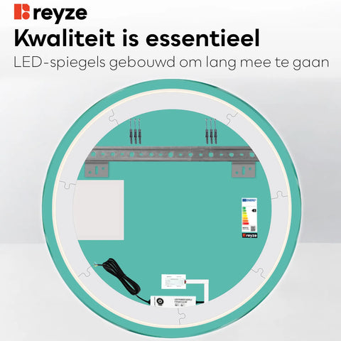 LED Spiegel Rond | met Touch-Knop | Koud wit licht - Reyze Serie Motivated Model 3